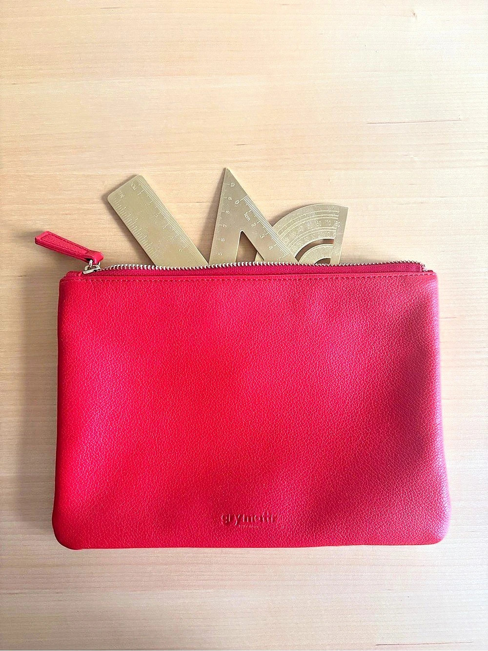 Red Vegan Leather Pouch Like New